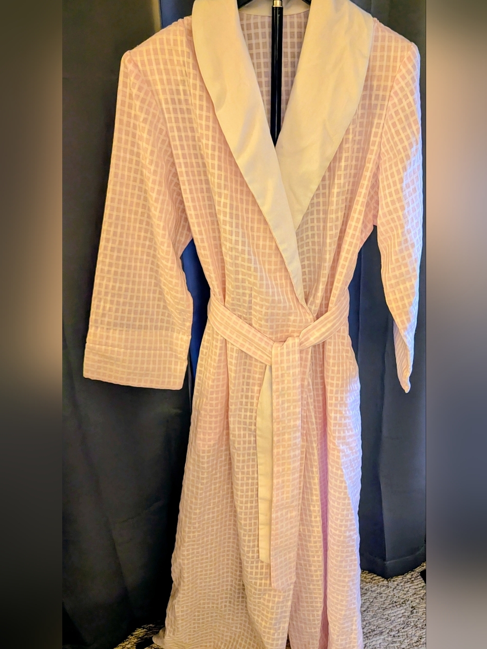 Women's Pink Waffle Robe with Shawl Collar